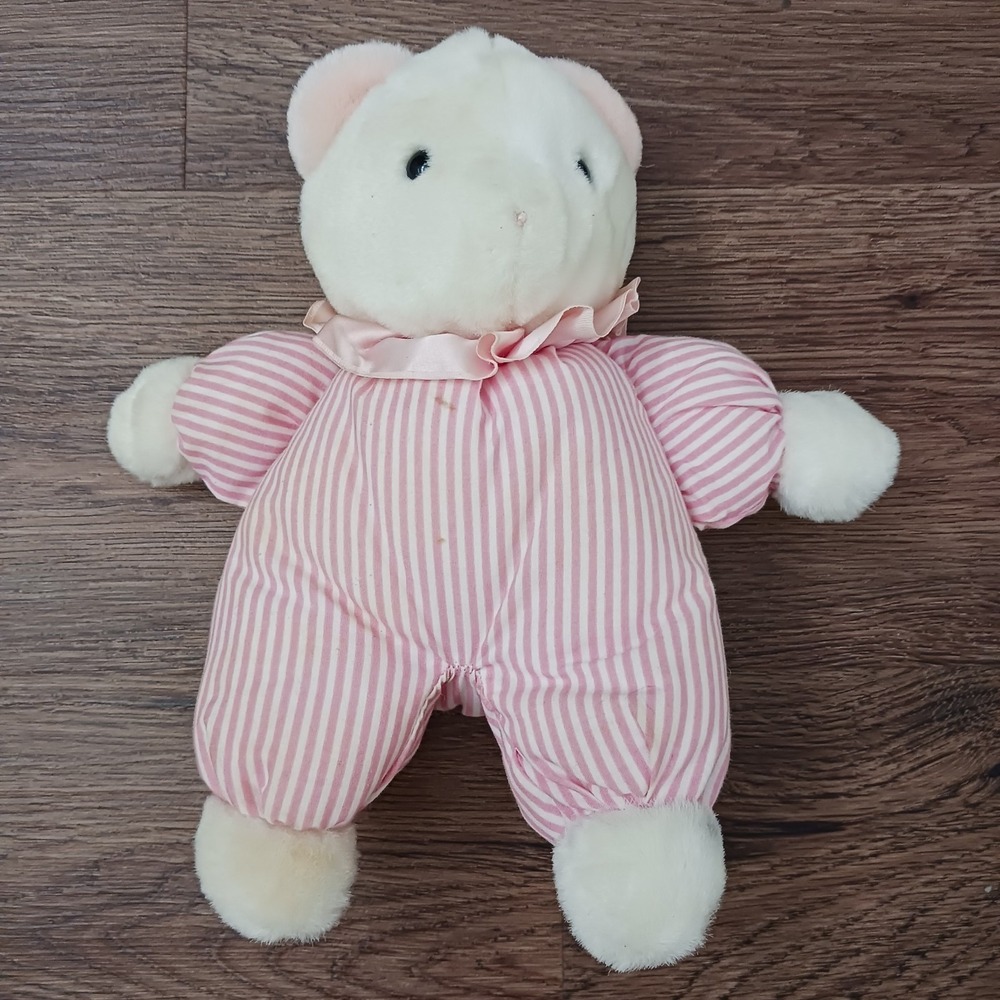 Eden Circus‎ Clown Musical Windup Bear Pink Striped Pajamas Lullaby 8"